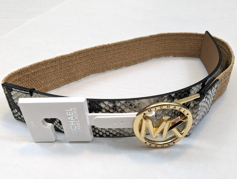 Michael Kors Women Size S/M Snake Skin Stretch Braided Synthetic Belt MSRP $68